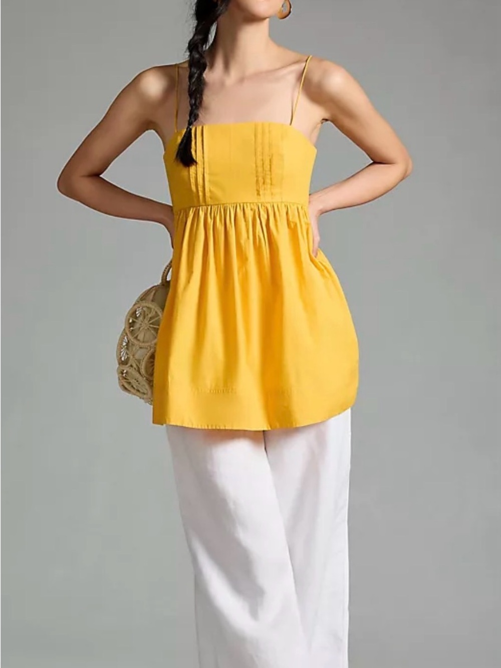 Anthropologie Yellow Spaghetti-Strap Babydoll Camisole